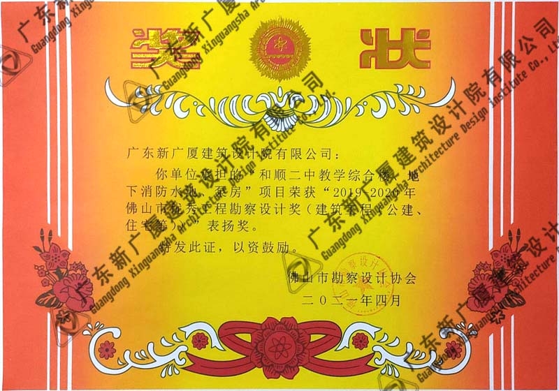 2019-2020年工程勘察设计表扬奖1